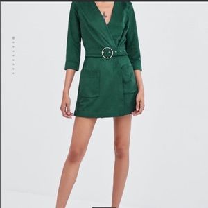 Zara Trf Collection Faux Suede Romper